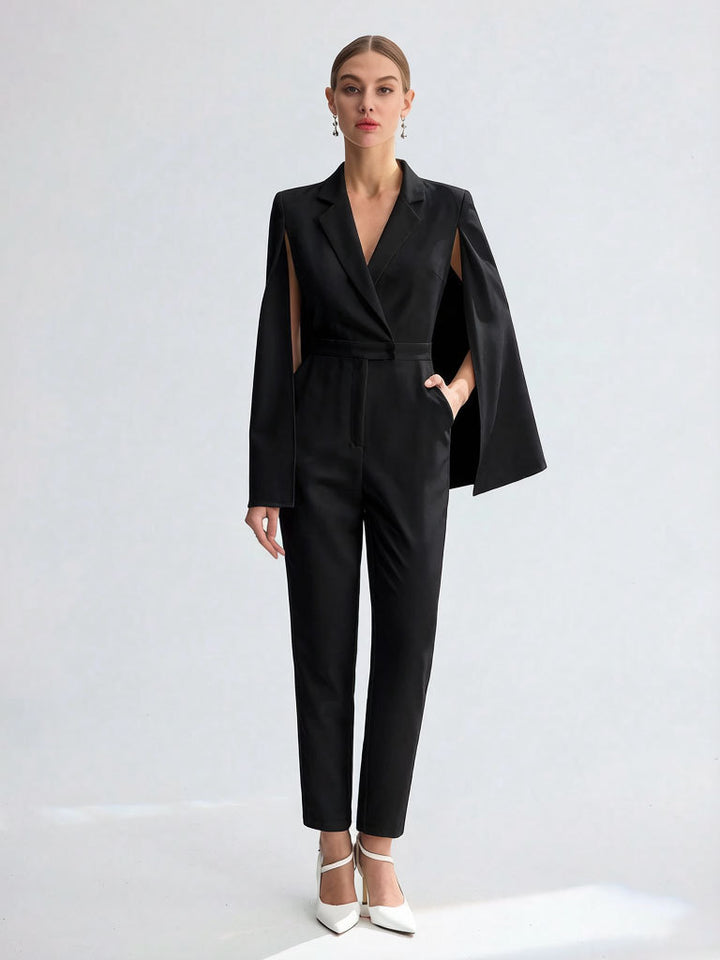 Women Elegant Jumpsuit with Cape Detail Mune Fashion