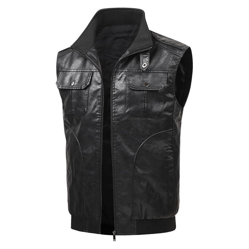 Men Stylish Faux Leather Vest Mune Fashion