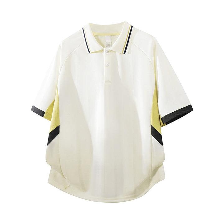 Unisex Boxy Oversize Polo Shirt made of technical functional jersey with contrast panels and raglan sleeves Drune