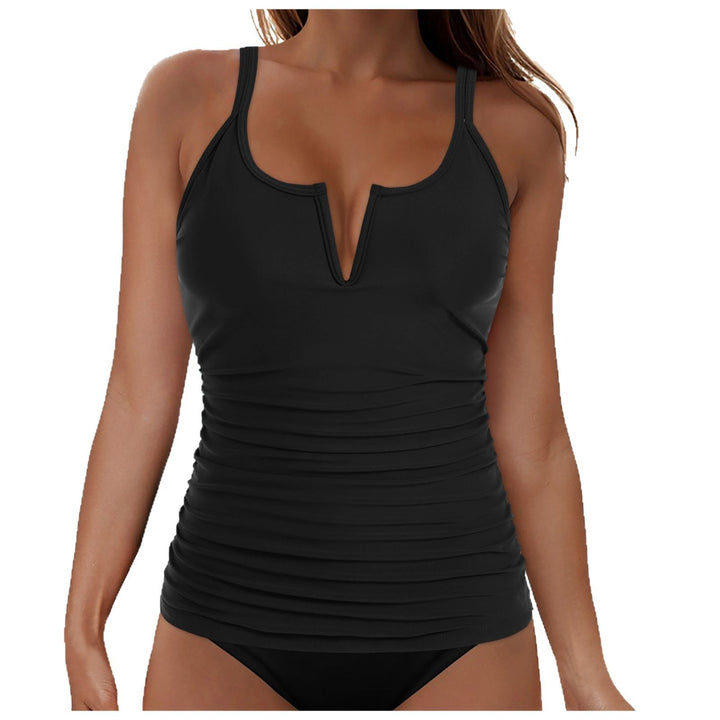 Women's tankini top with figure-flattering design and deep V-neck Mune Fashion