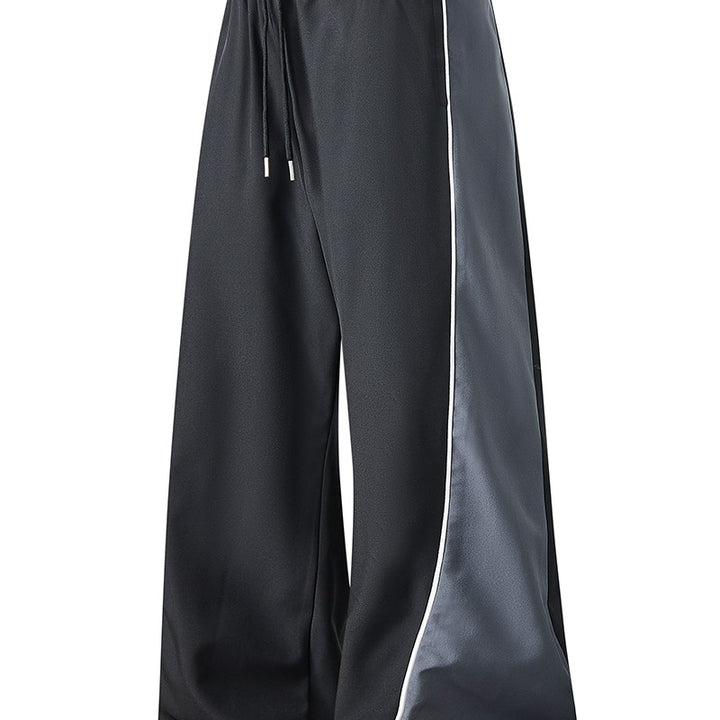 Men's Extra Wide Trackpants with Shiny Side Inserts & Contrast Piping Mune Fashion