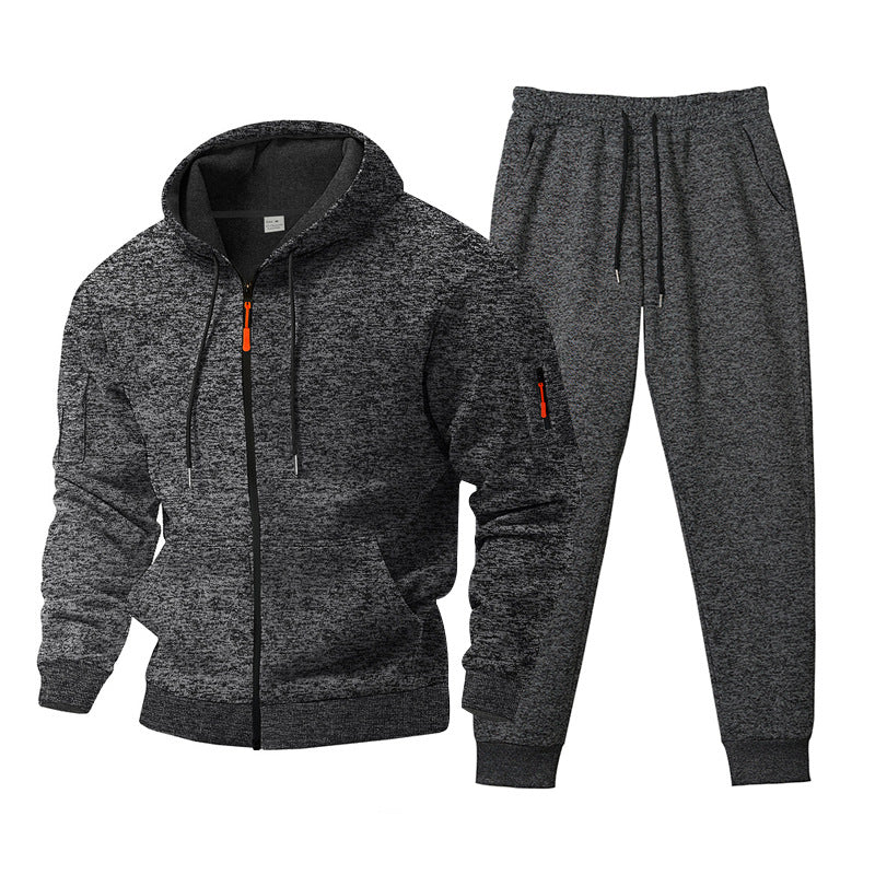 Men's marled hoodie sweat set with full zip, zip arm pocket, and drawstring joggers Mune Fashion