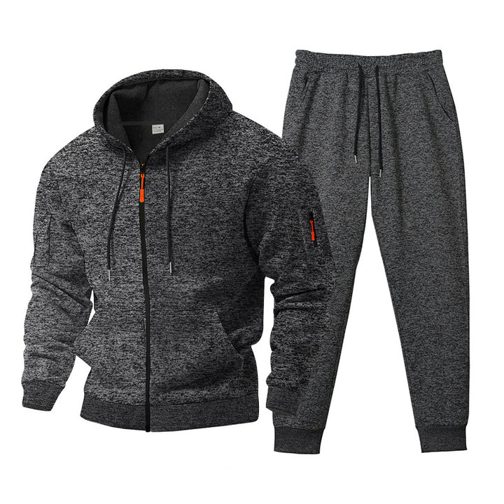 Men's marled hoodie sweat set with full zip, zip arm pocket, and drawstring joggers Mune Fashion