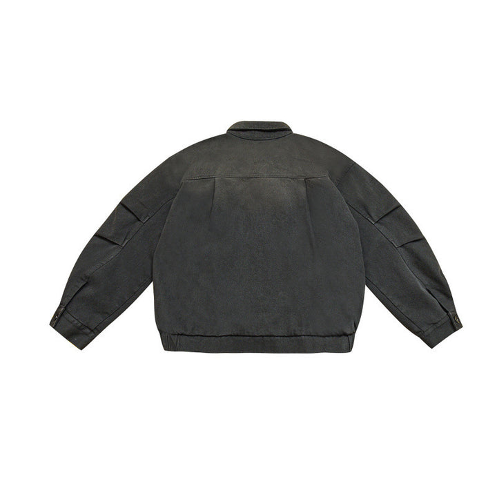 Men's Boxy Bomber Jacket in Suede Look with Shirt Collar, Zipper and Elastic Hem Mune Fashion