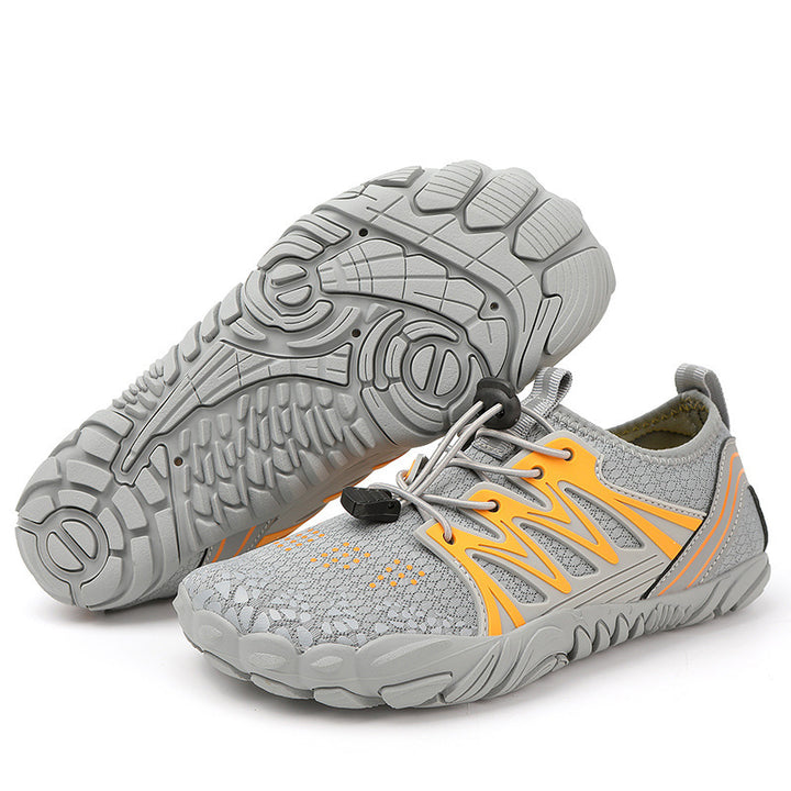 Women's lightweight water shoes with quick-drying knit upper, elastic pull closure, and slip-resistant patterned sole Mune Fashion