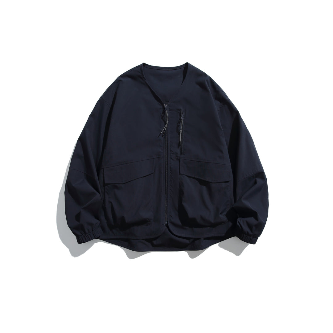 Men's short jacket with V-neck, two-way zippers and utility pockets Mune Fashion