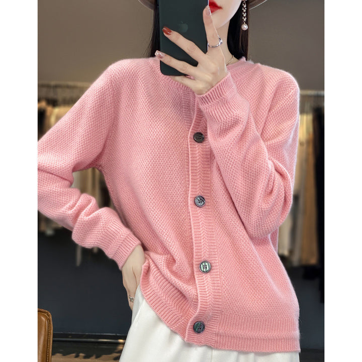 Women's Structured Fine Knit Cardigan with Cashmere-Like Feel, Full Button Placket, and Boxy Oversized Fit Mune Fashion