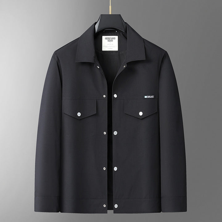 Men's lightweight worker overshirt made of water-repellent microfiber with snap button placket and patch chest pockets Mune Fashion