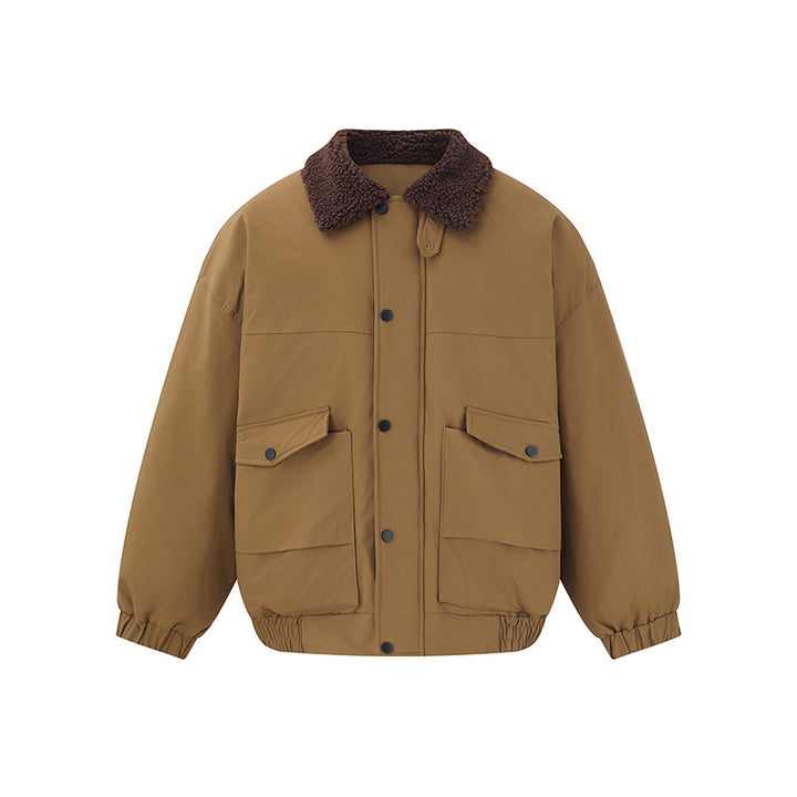 Men's Windproof Boxy Bomber in Workwear Style with Teddy Collar Mune Fashion