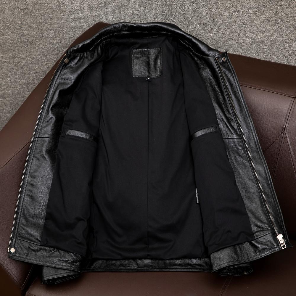 Men's overshirt leather jacket with chest pockets and concealed zipper Mune Fashion