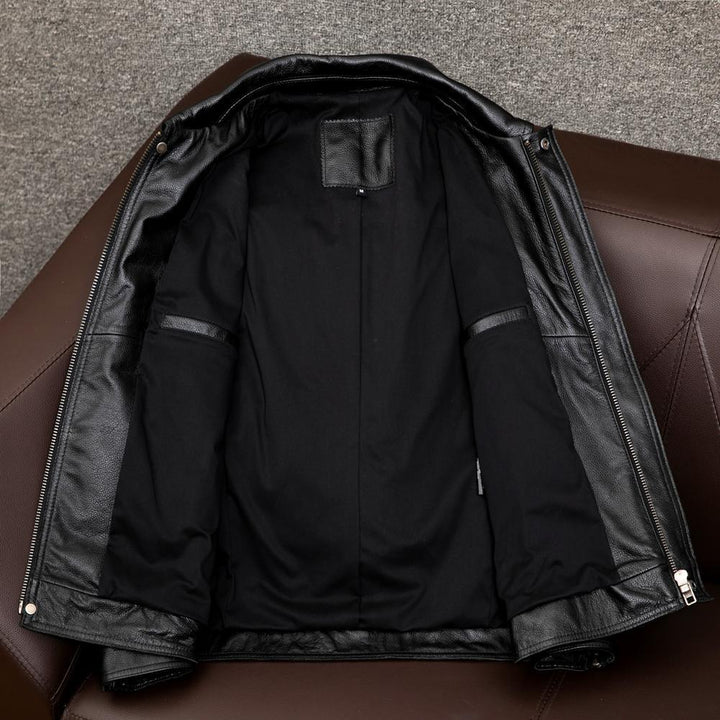 Men's overshirt leather jacket with chest pockets and concealed zipper Mune Fashion