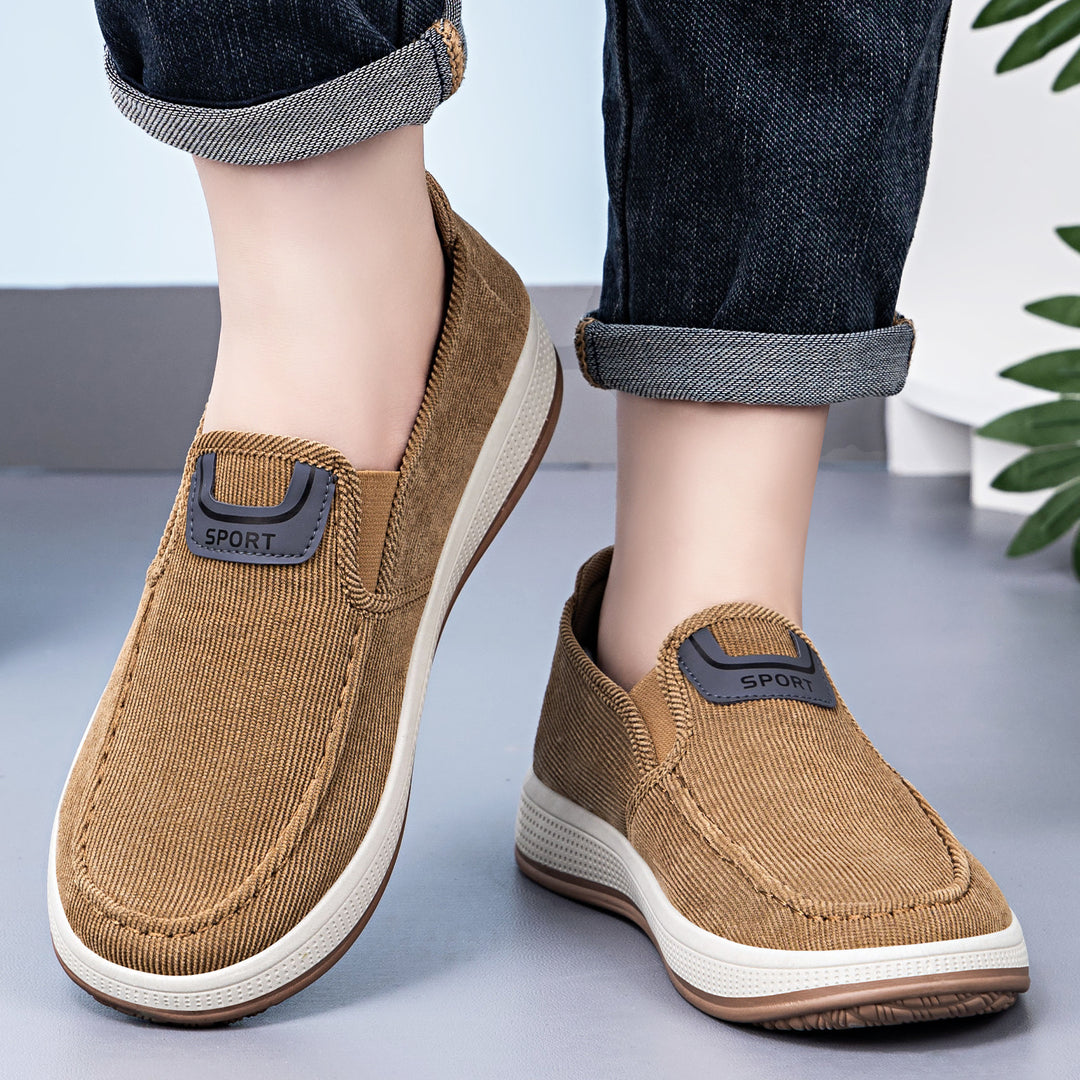 Men's Nan Cord-Slipper-Sneaker with elastic entry, cushioned insole, and grippy rubber outsole Mune Fashion