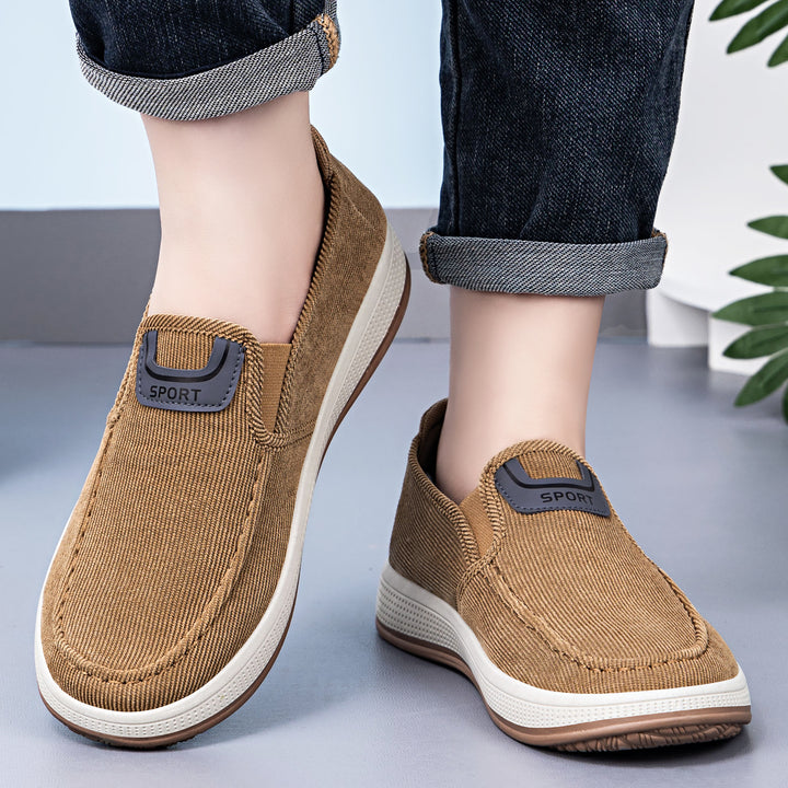 Men's Nan Cord-Slipper-Sneaker with elastic entry, cushioned insole, and grippy rubber outsole Mune Fashion