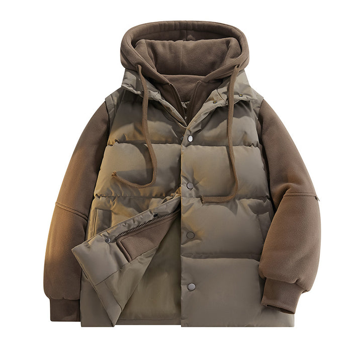 Men's Nano Hybrid Padded Jacket with Fleece Sleeves, Hood and Concealed Snap Fastener Mune Fashion