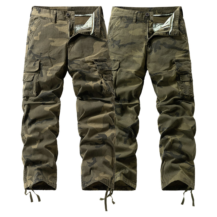 Herren Cargo-Hose mit Camouflage-Muster, Relaxed-Fit, Mehrfach-Taschen und Kordelzug am Saum Mune Fashion