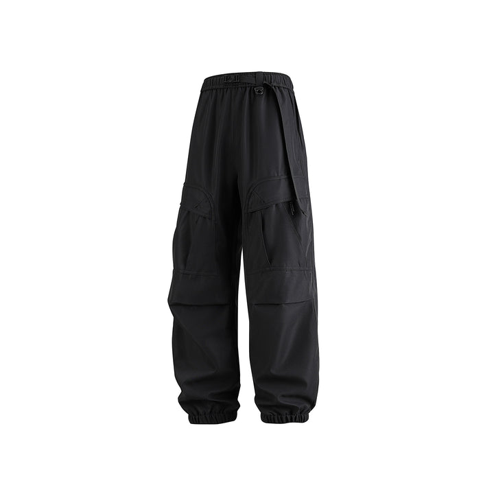Men's Loose Technical Cargo Jogger Pants with Elastic Drawstring Waistband and Multiple Pockets Drune