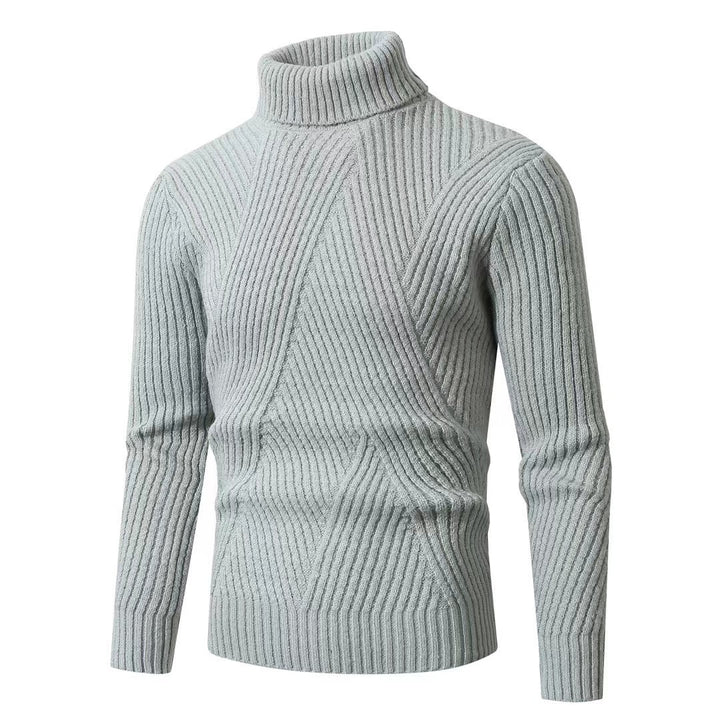 Men's structured turtleneck sweater with diagonal rib texture and slim fit Mune Fashion