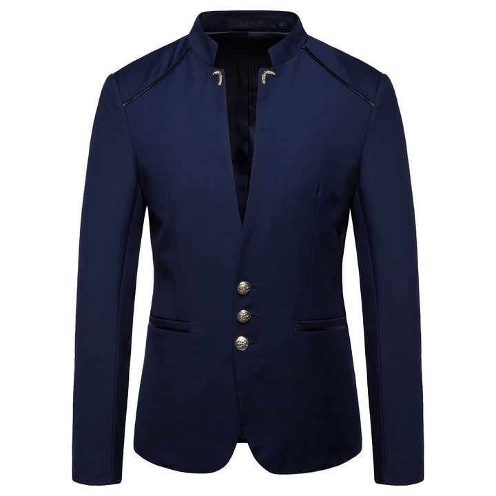 Men's slim-fit jacket with stand-up collar and decorative buttons Mune Fashion