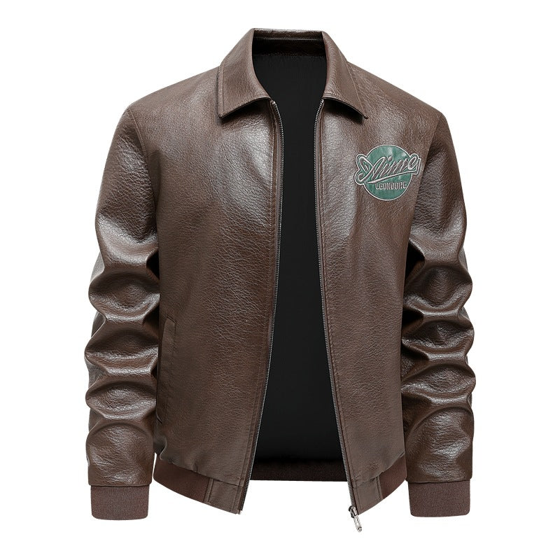 Men's Casual Leather Jacket with Stitching Details Mune Fashion