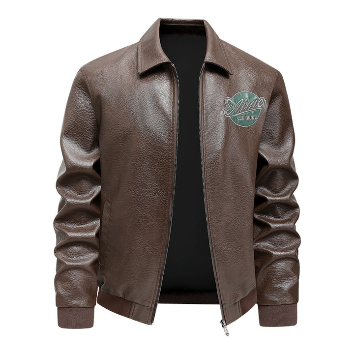 Men's Casual Leather Jacket with Stitching Details Mune Fashion