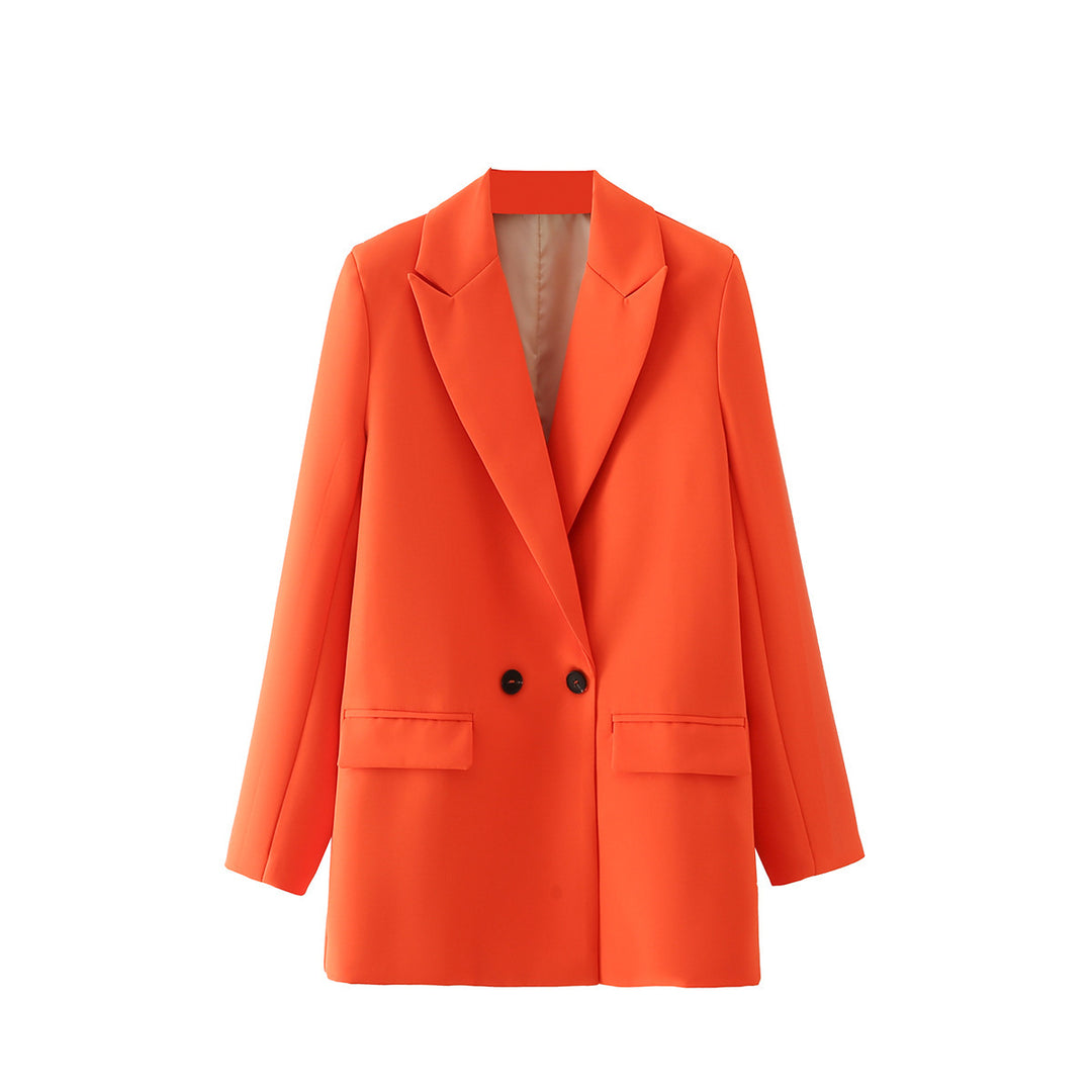 Women's Oversize Double-Breasted Blazer with Lapel and Soft Lining Mune Fashion