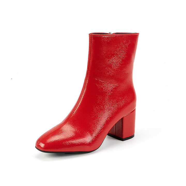 Women Elegant Block Heel Ankle Boots Mune Fashion