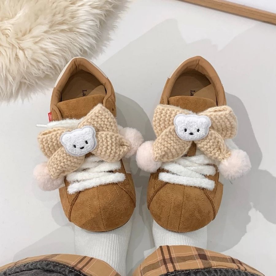 Women's Trendy Sneakers with Playful Knot Details and Cozy Lining Mune Fashion
