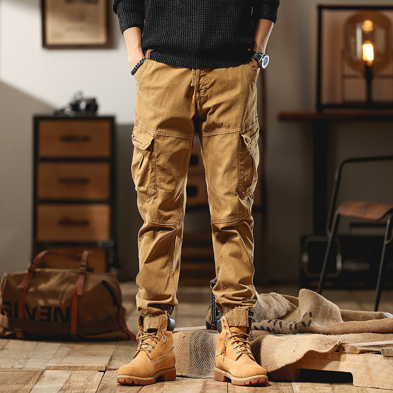 Men's Utility Cargo Pants with Elastic Cuff and Knee Reinforcement Mune Fashion