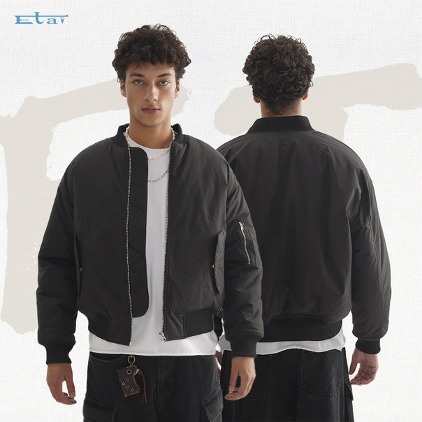 Men's bomber jacket in a boxy cut with padded thermal lining, ribbed cuffs, and sleeve pocket Mune Fashion