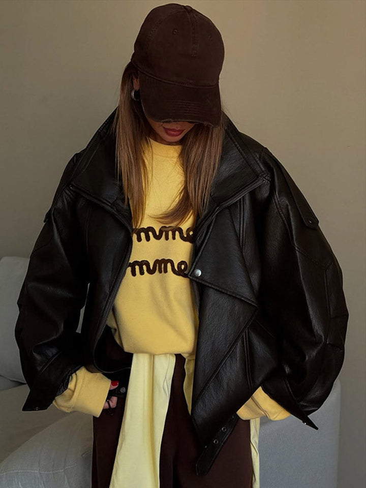 Women's Oversized Leather Jacket Mune