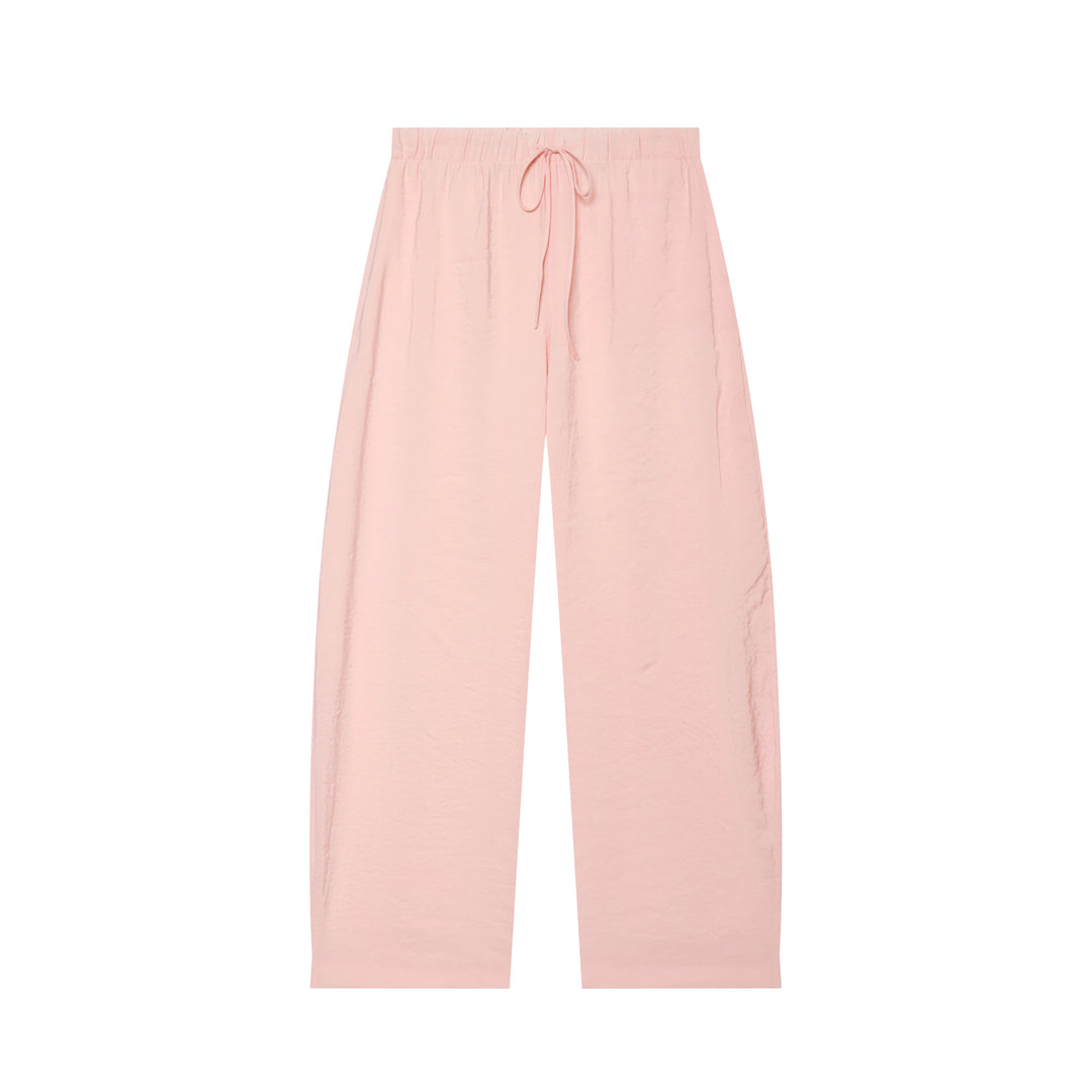Women's loose linen-look lounge pants with elastic waistband and drawstring Mune Fashion