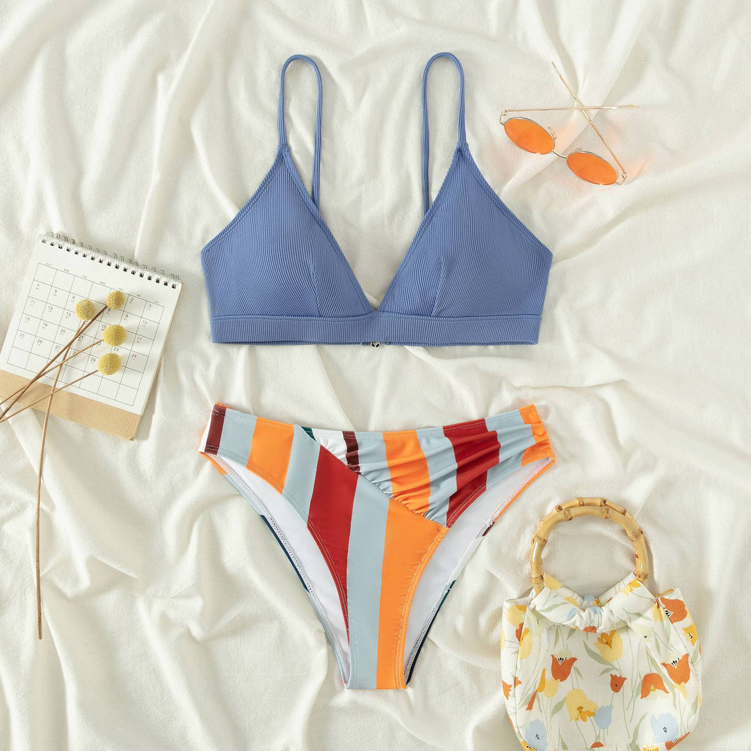 Women's Two-Piece Bikini Set with Modern Mix of Geometric Patterns and Adjustable Straps Mune Fashion
