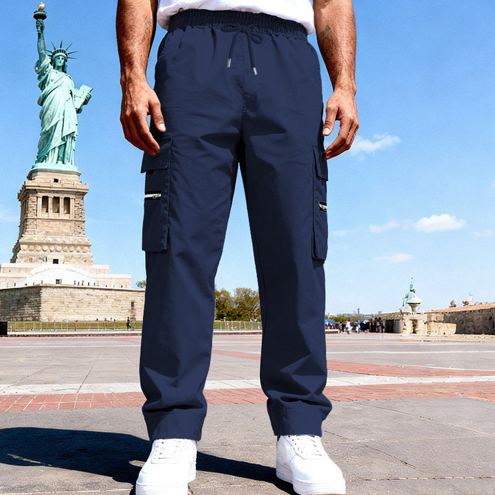 Men's cargo leisure trousers with elastic waistband, drawstring & zip pockets Mune Fashion