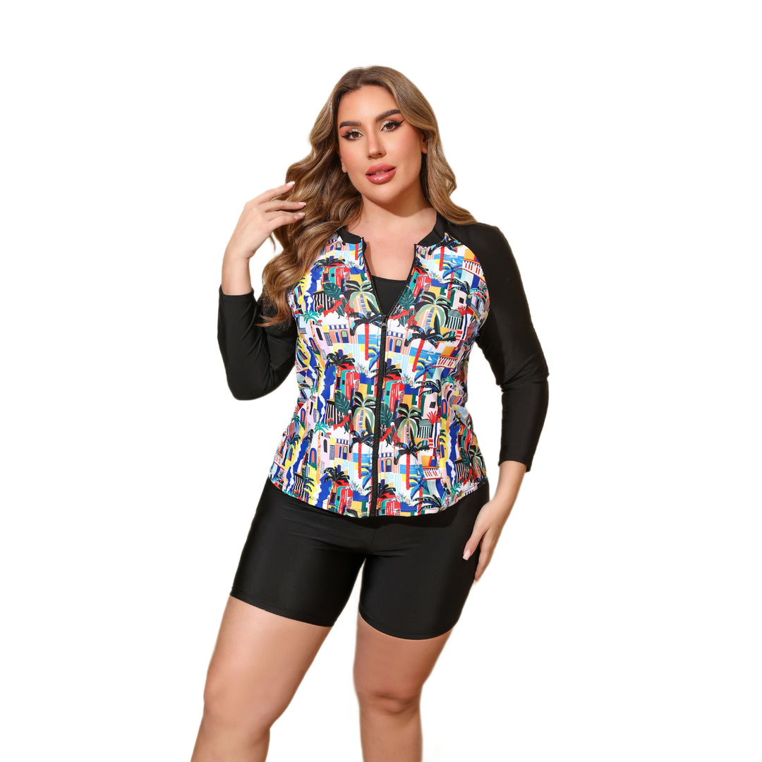 Women's sporty surf set with long-sleeve rash guard and short Mune Fashion