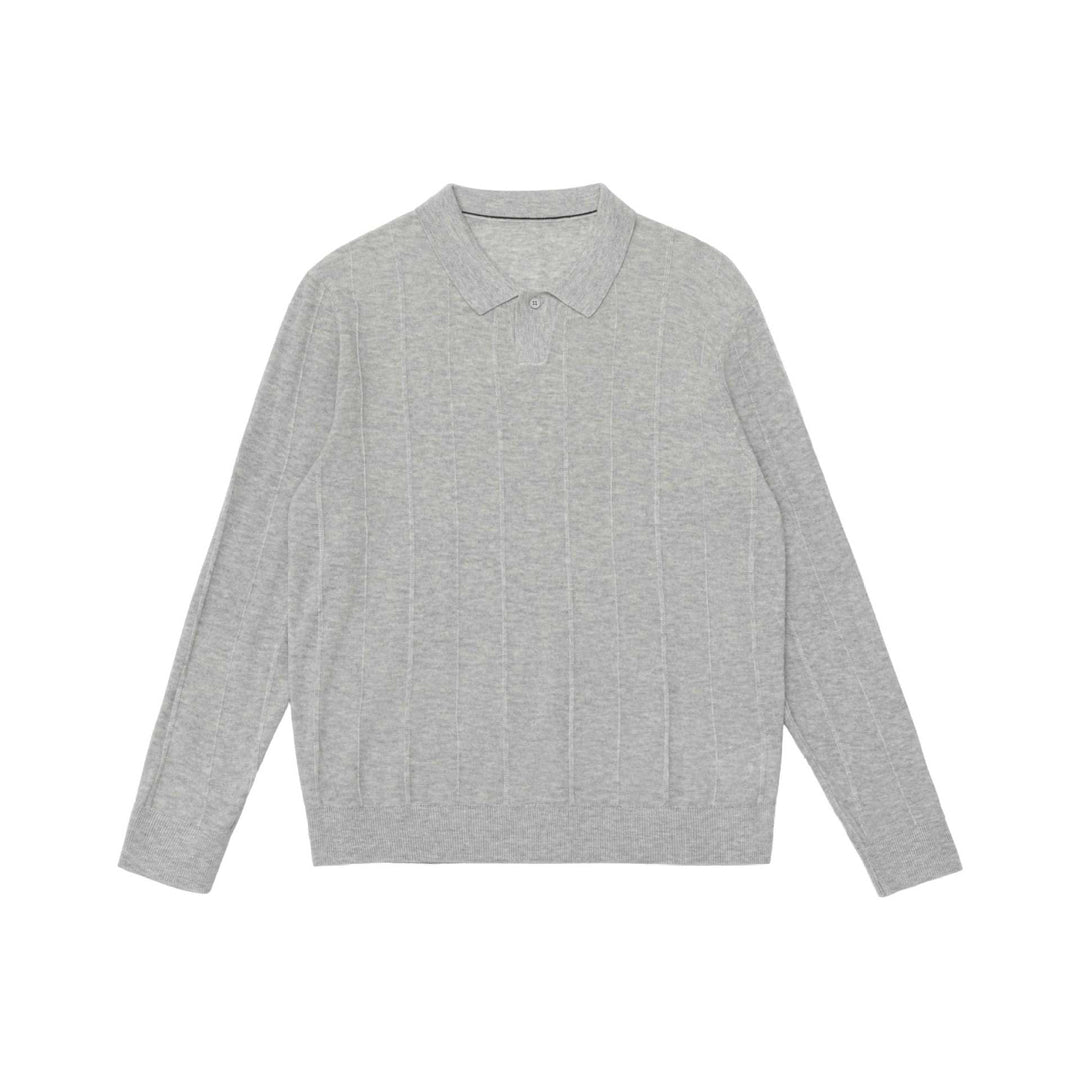 Unisex fine-structured polo sweater with vertical ribbed texture and ribbed hem Mune Fashion