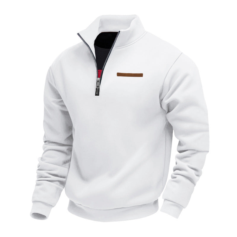 Men's comfortable half-zip fleece pullover with stand-up collar and elastic cuffs Mune Fashion
