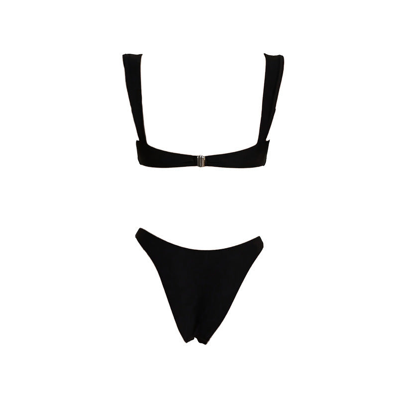 Women's Triangle Bikini with Elegant Gold Accent Mune Fashion