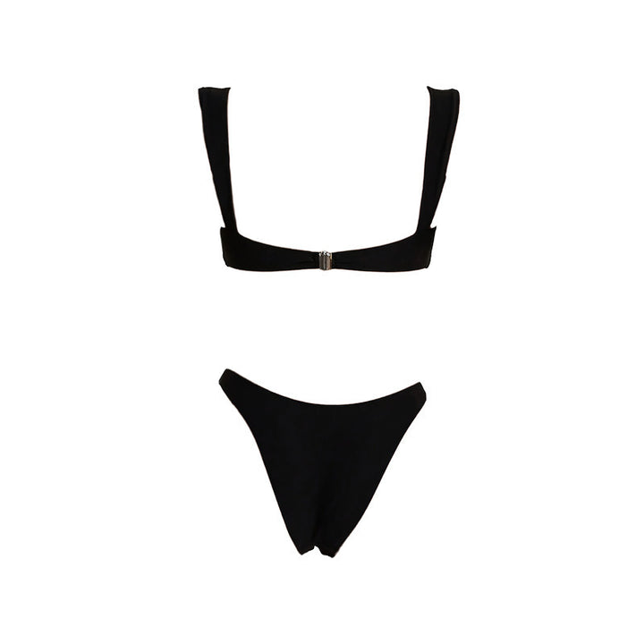 Women's Triangle Bikini with Elegant Gold Accent Mune Fashion