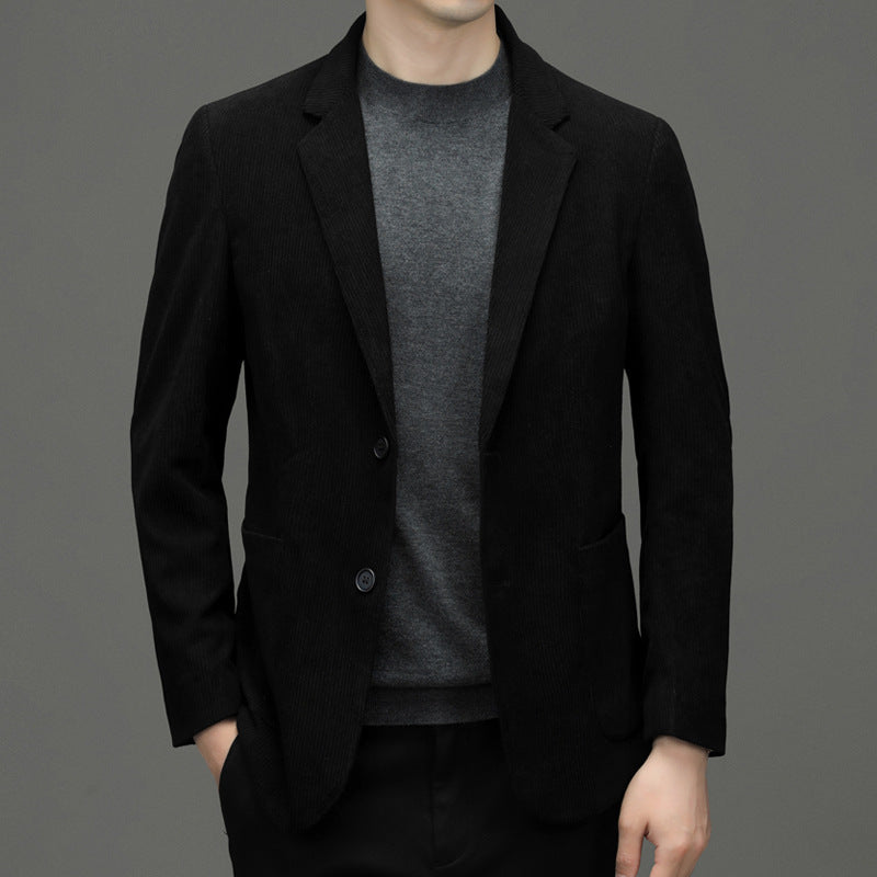 Men's Corduroy Blazer Slim Fit with Notched Lapel and Patch Pockets Mune Fashion
