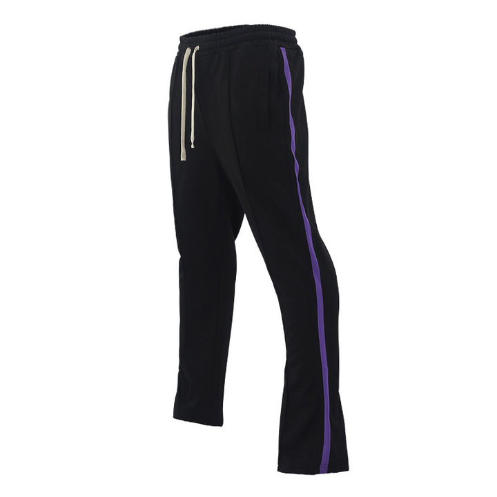 Men's Tapered Training Pants with Elastic Waistband, Drawstring and Side Contrast Stripes Mune Fashion