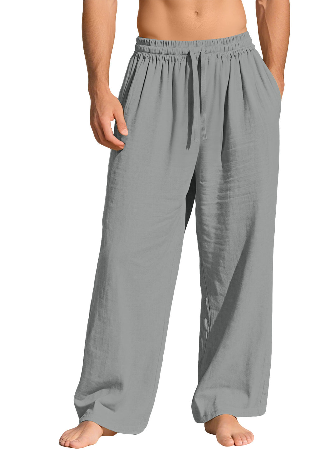 Men's lightweight linen lounge pants with elastic waistband and side pockets Mune Fashion