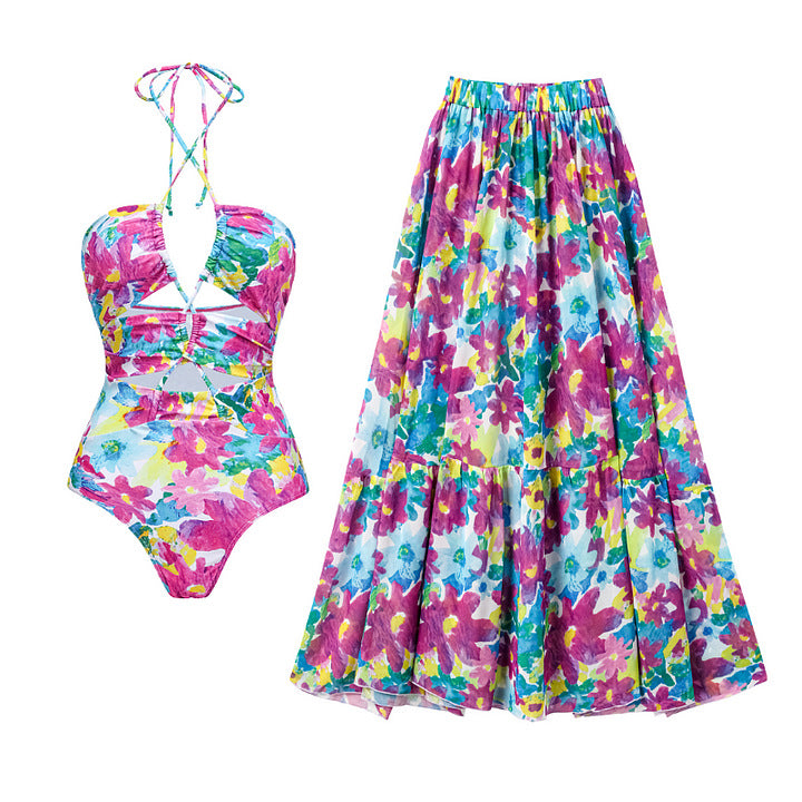 Women's bikini set with voluminous ruffle details and flowing maxi skirt Mune Fashion