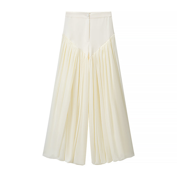 Women's Two-Piece Set with Short Blazer featuring Dramatic Bell Sleeves and Pleated Palazzo Pants Mune Fashion