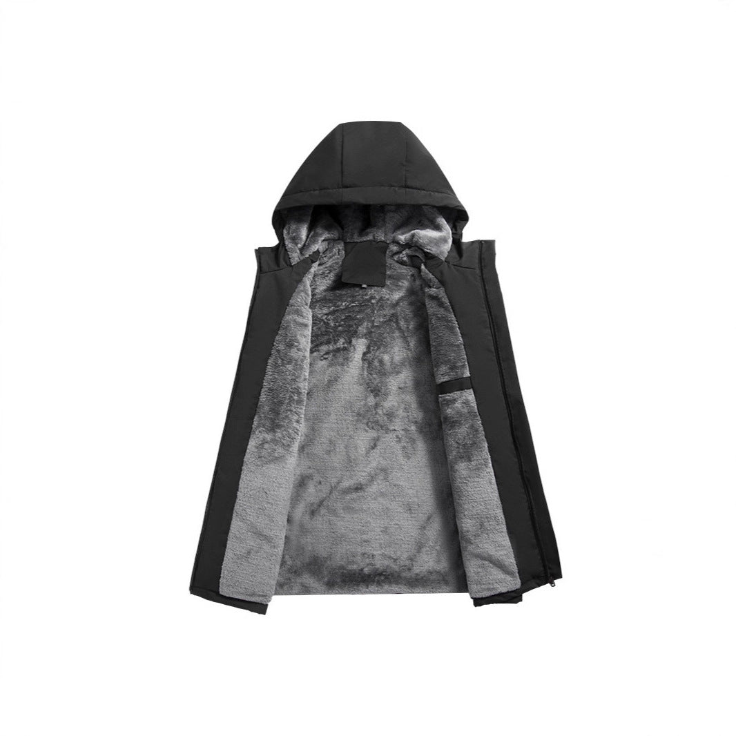 Men's Wind and Water Resistant Hooded Jacket with Teddy Fleece Lining and Zipper Pockets Mune Fashion