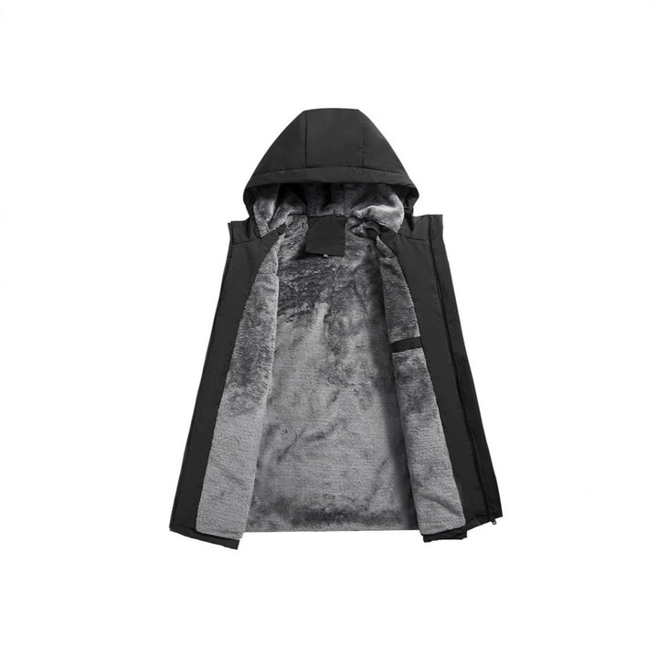 Men's Wind and Water Resistant Hooded Jacket with Teddy Fleece Lining and Zipper Pockets Mune Fashion