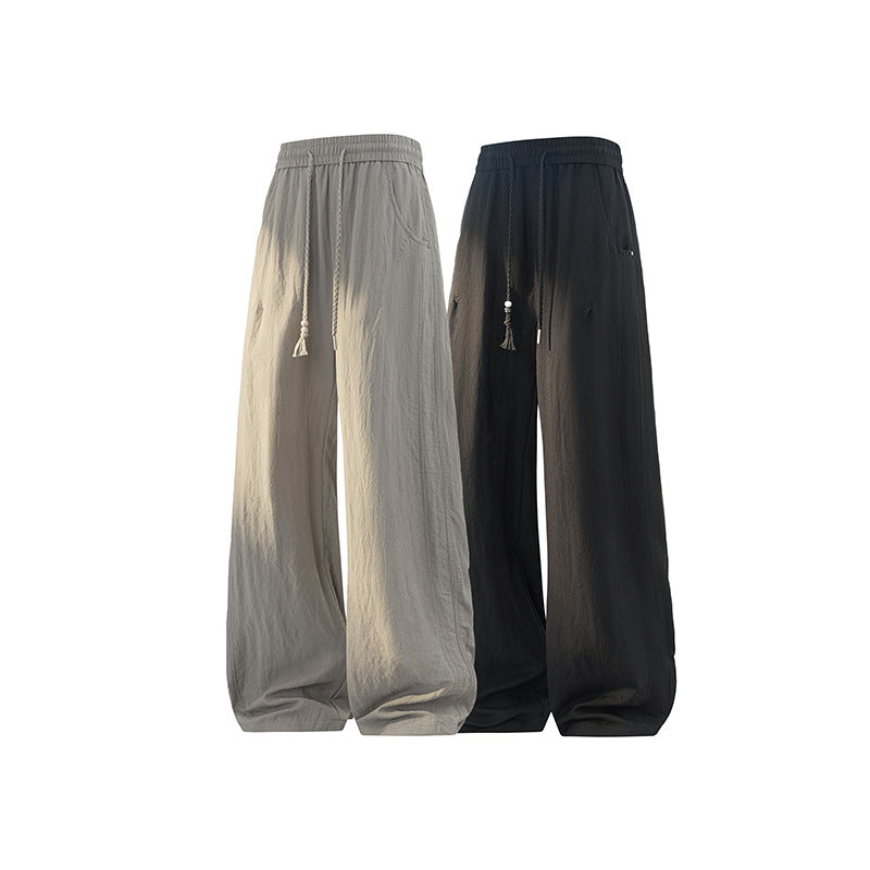 Damen Weite Leinen-Ballonhose mit Tunnelzugbund und Seitentaschen Mune Fashion