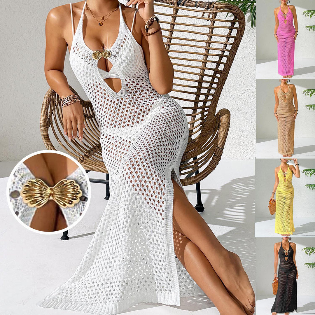 Women's Elegant Cropped Beach Cover-Up Made of Mesh Material Mune Fashion