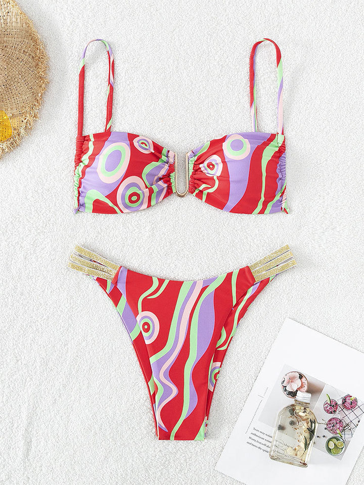 Women's Triangle Bikini with elegant ruffle detail and glittering straps Mune Fashion