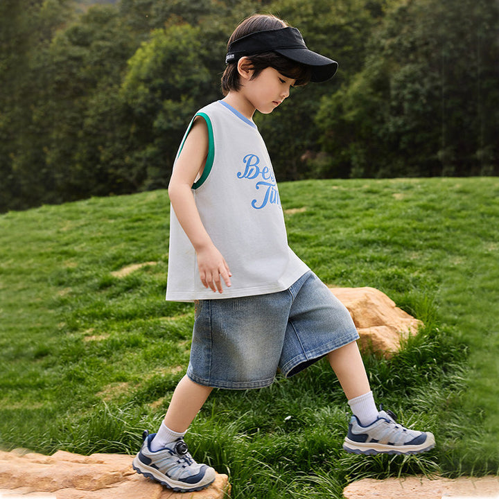 Boys casual denim shorts with creative embroidery Mune Fashion