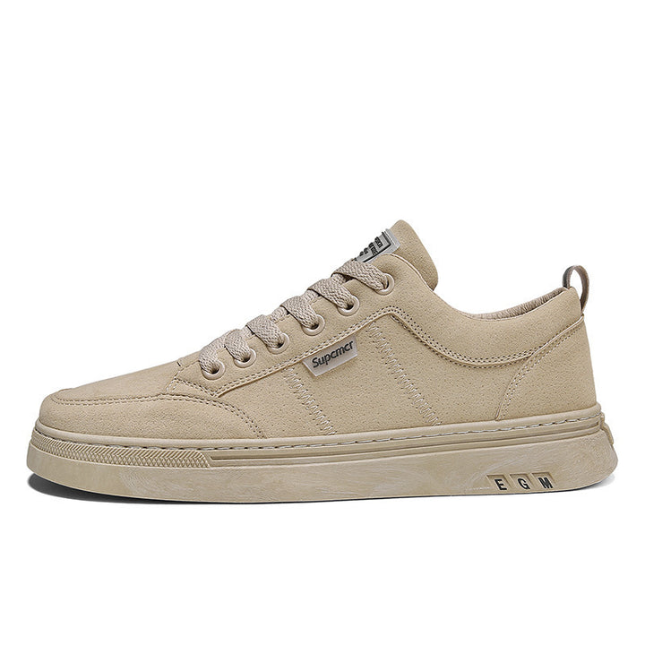 Men's Low Velvet Casual Sneakers with Padded Heel Collar and Subtle Seam Structure Mune Fashion